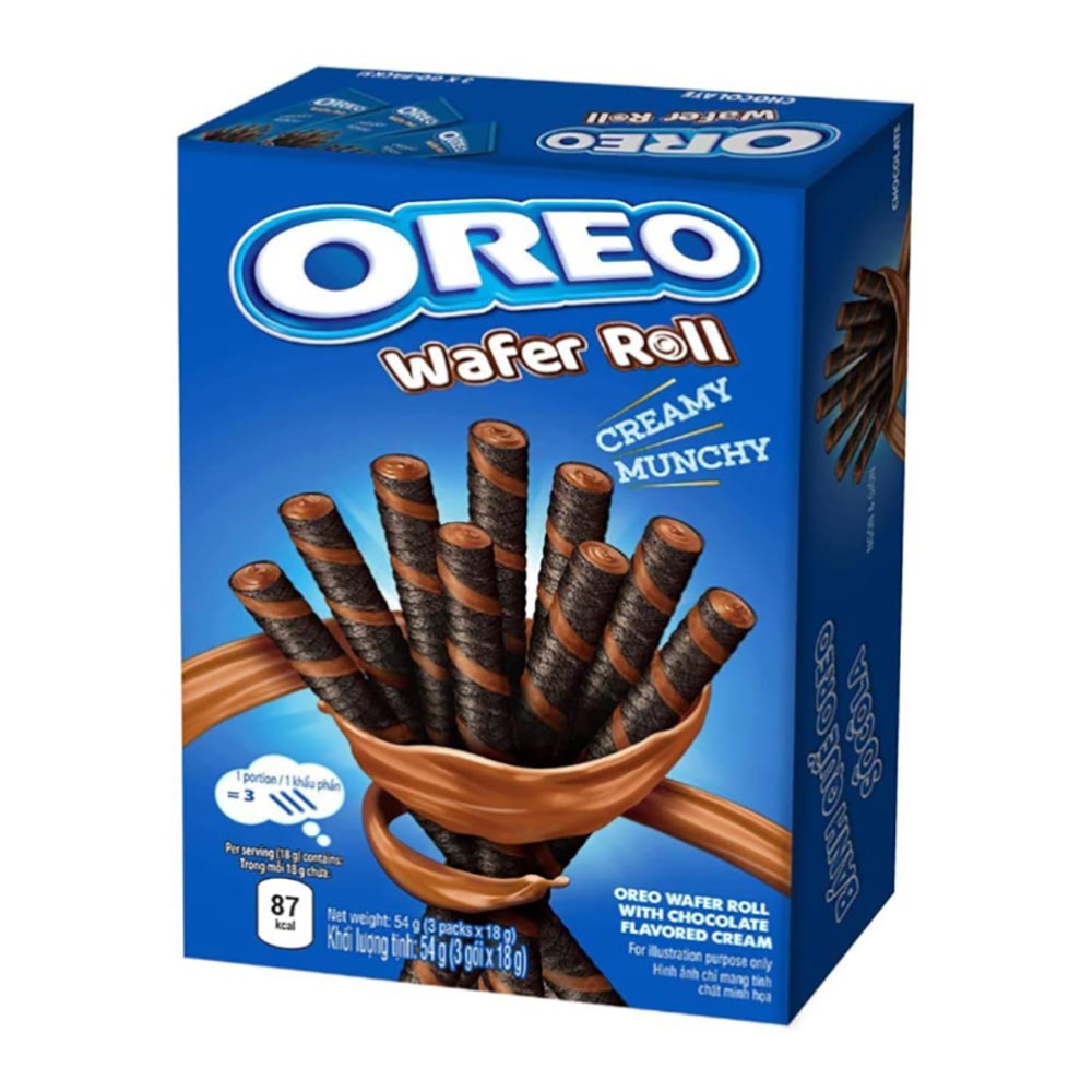 Oreo Chocolate Cream Filled Wafer Rolls 54g