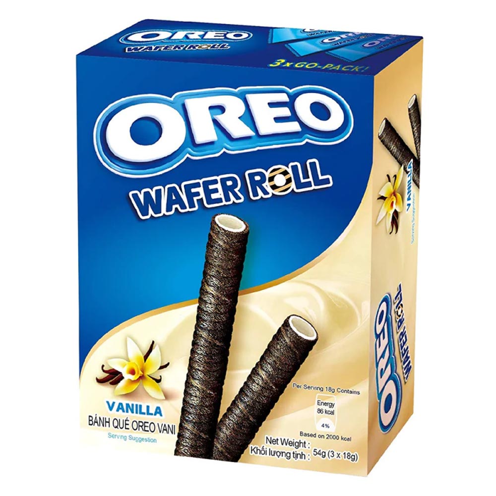 Oreo Vanilla Cream Filled Wafer Rolls 54g