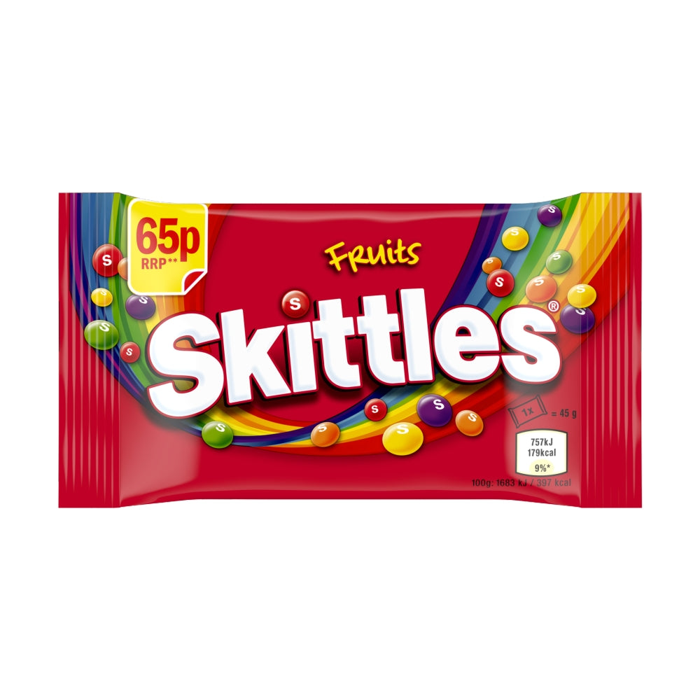 Skittles Vegan Chewy Sweets Fruit Flavoured Bag £0.65 PMP 45g