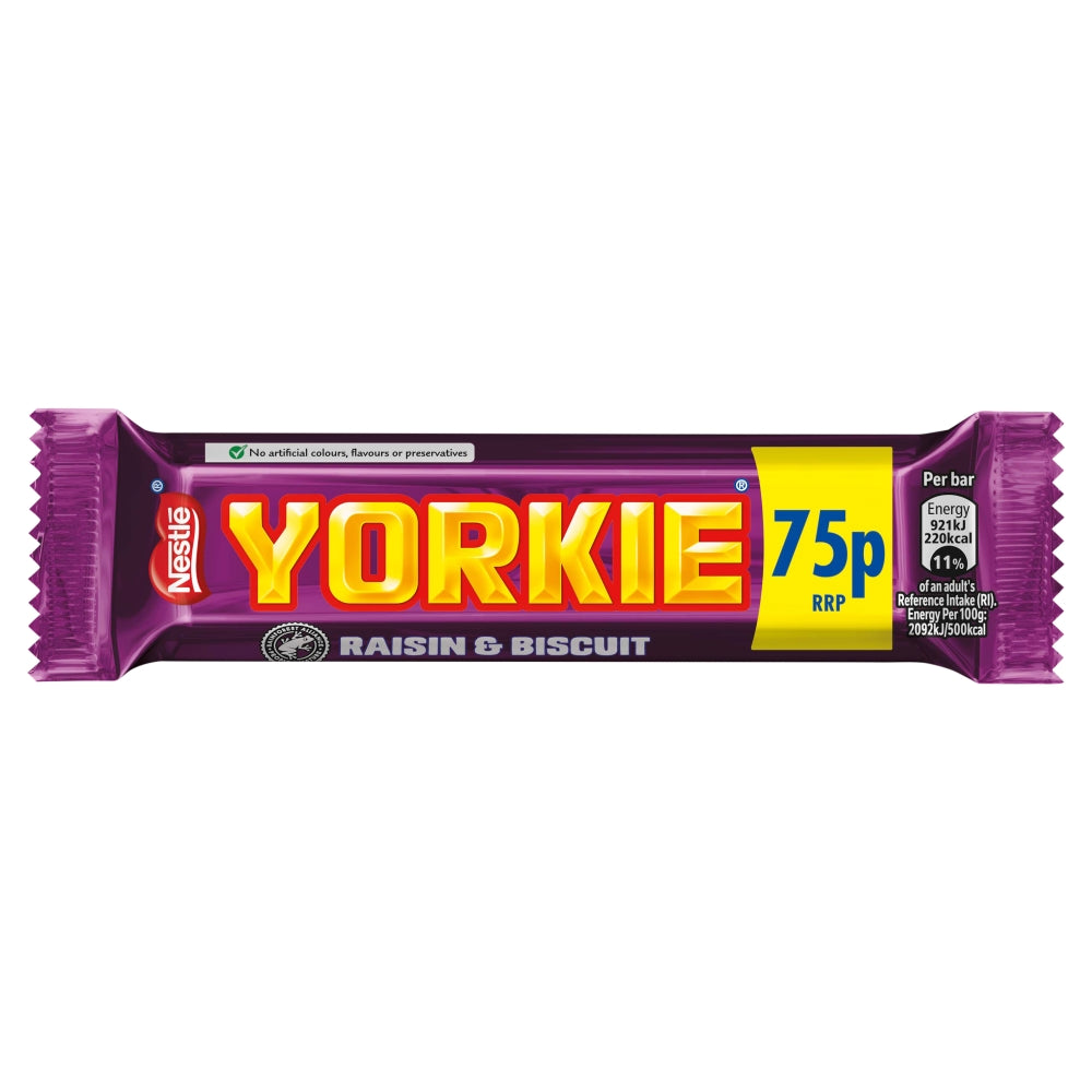 Yorkie Raisin & Biscuit Chocolate Bar 44g PMP 75p