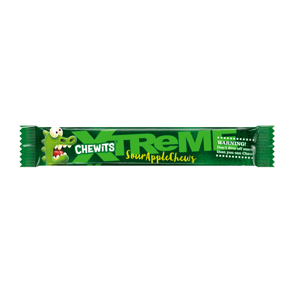 Chewits Xtreme Extremely Sour Apple Chews Packs 34g