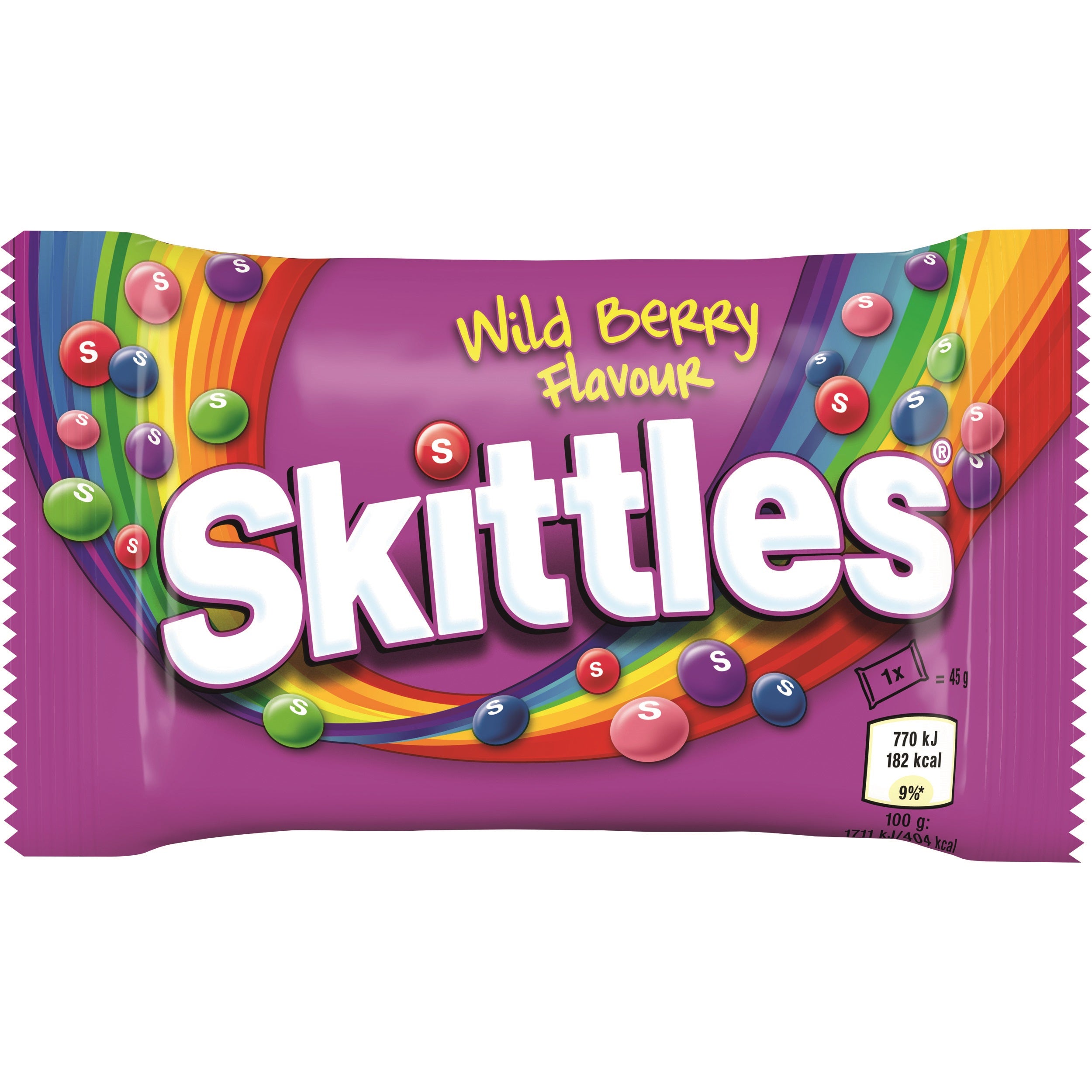 Skittles Vegan Chewy Sweets Wild Berry Fruit Flavoured Bag 45g