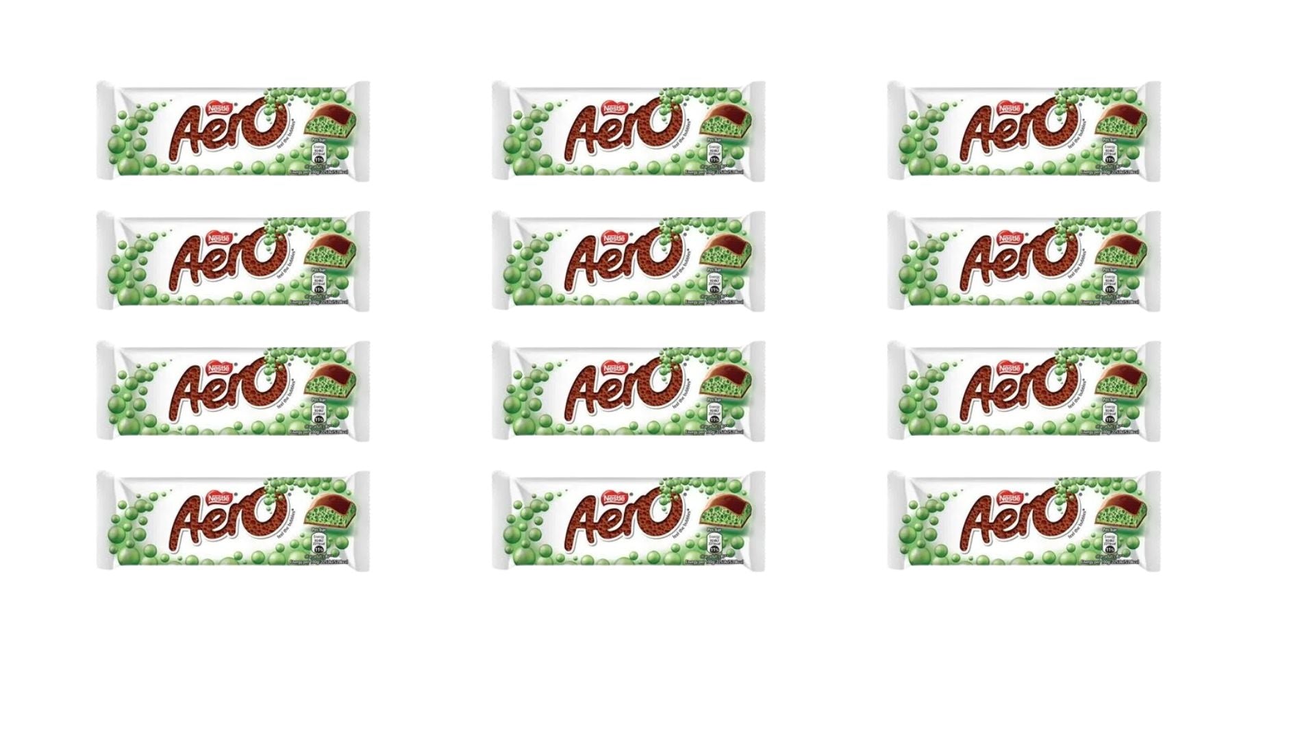 Aero Bubbly Peppermint Mint Chocolate Bar 36g - 6/12 Bars