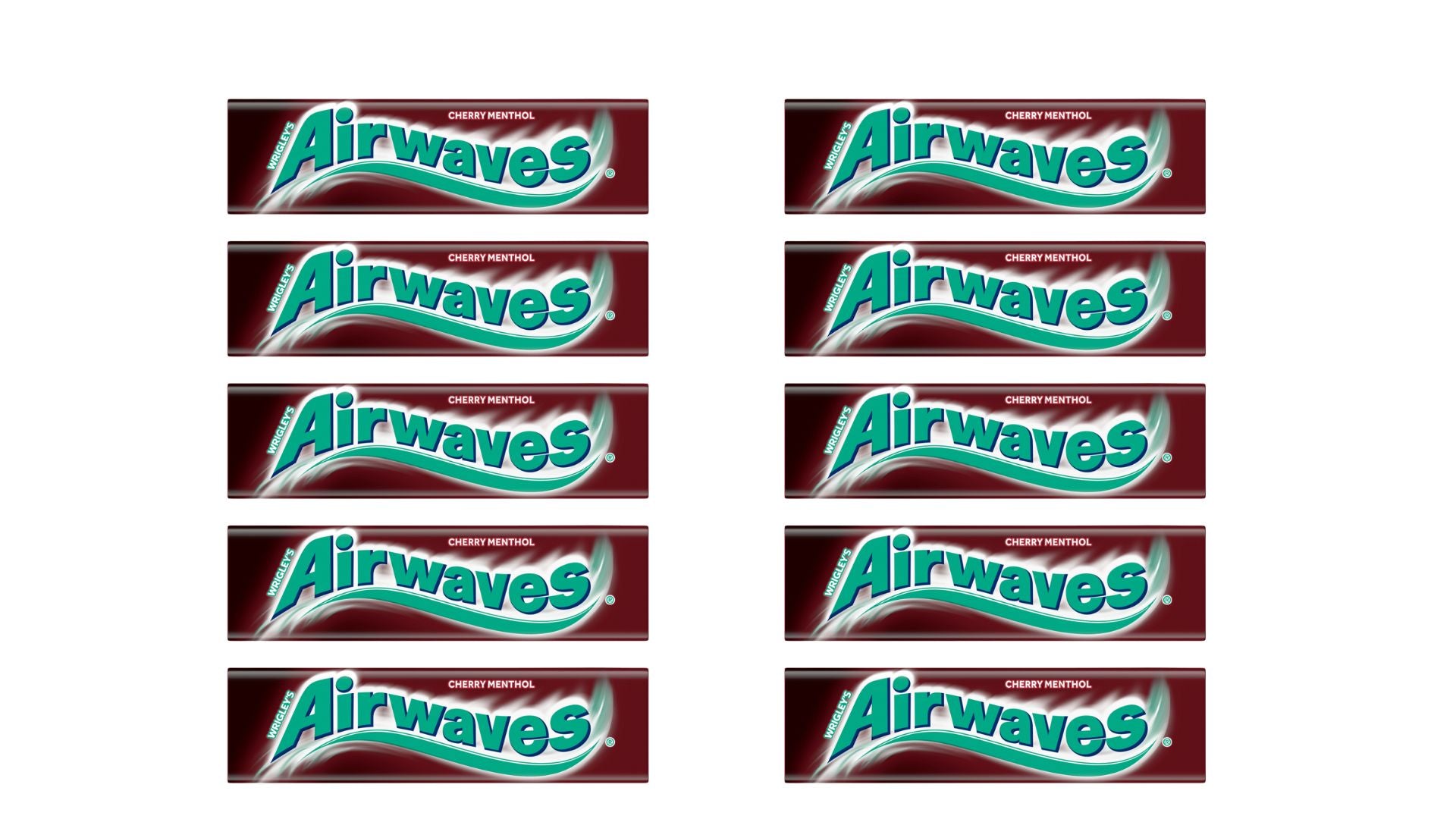 Airwaves Cherry Menthol Sugar-Free Chewing Gum – Pack of 10