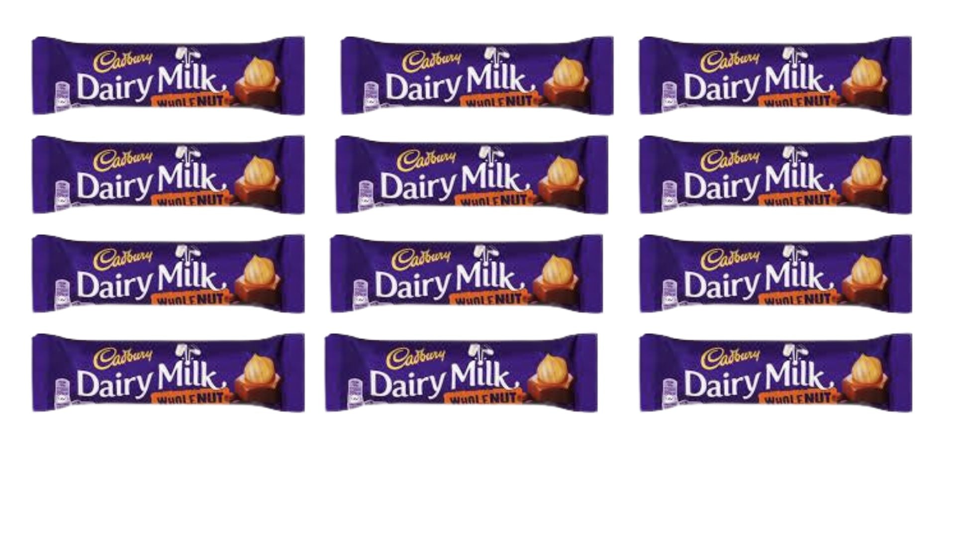 Cadbury Dairy Milk Whole Nut Chocolate Bar 45 g – 12 or 24 Pack