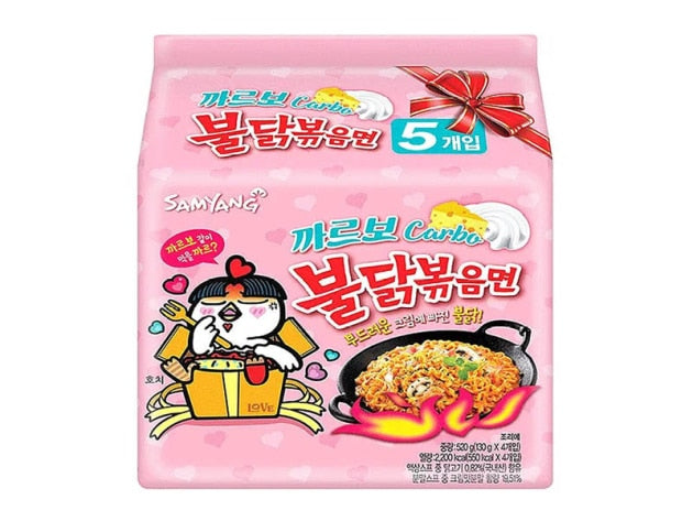 Samyang Buldak Pink Carbonara Ramen Noodles Pack of 5 x 8 full case