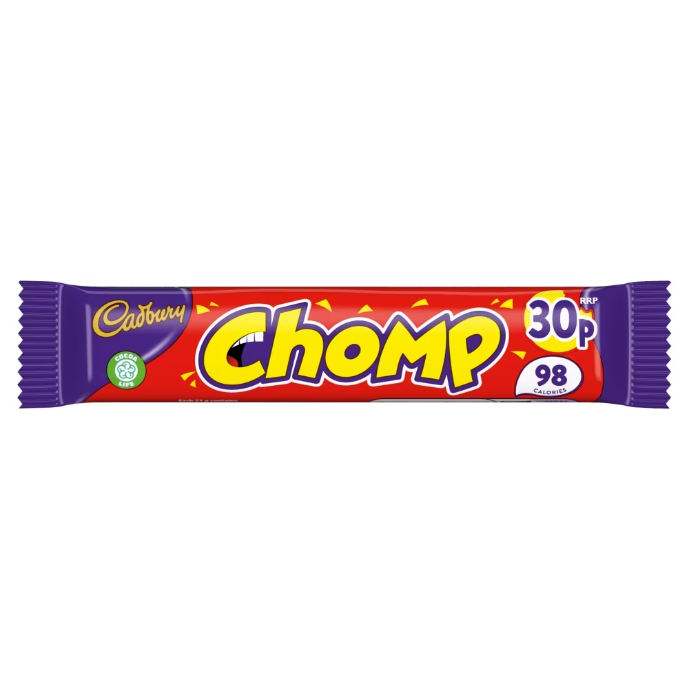 Cadbury Chomp Chocolate Bar 21g 30p PMP