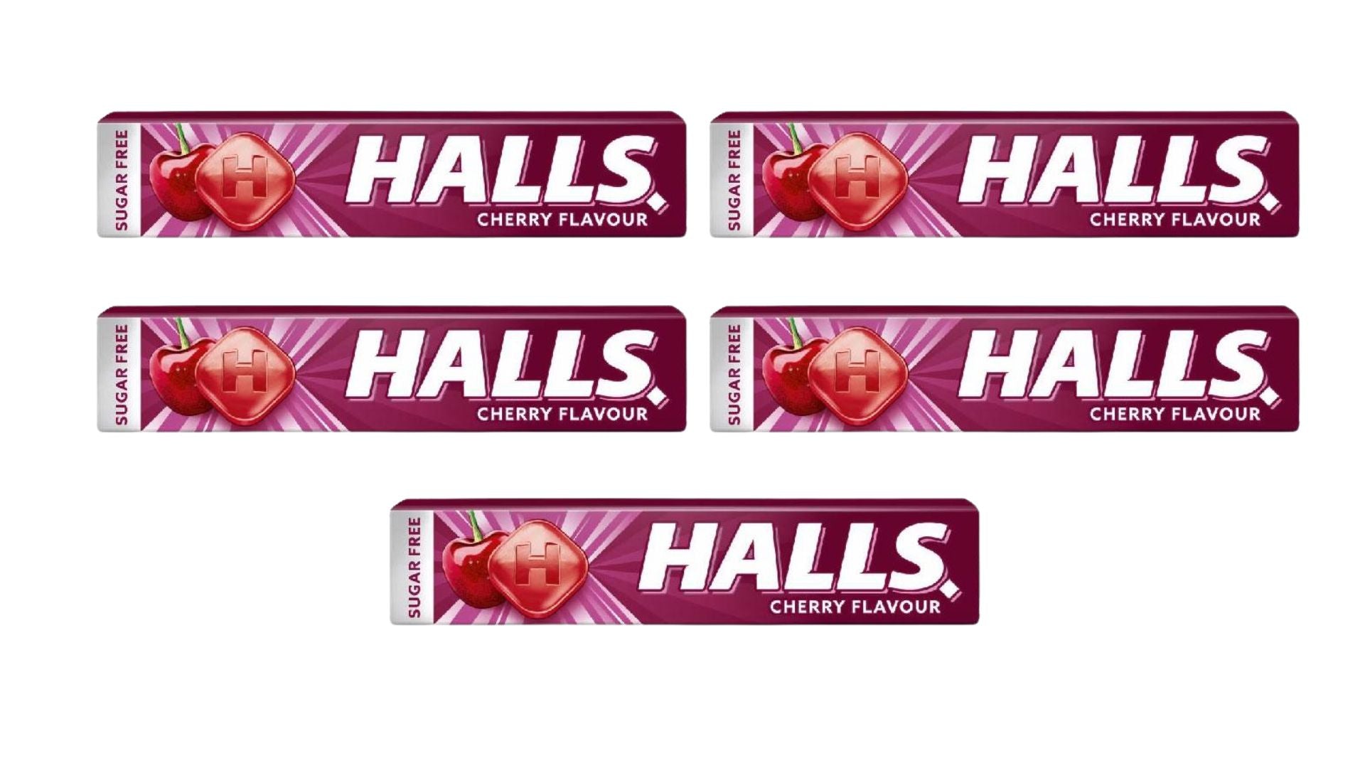 Halls Cherry Menthol Sugar-Free 32 g – Pack of 5 or 10