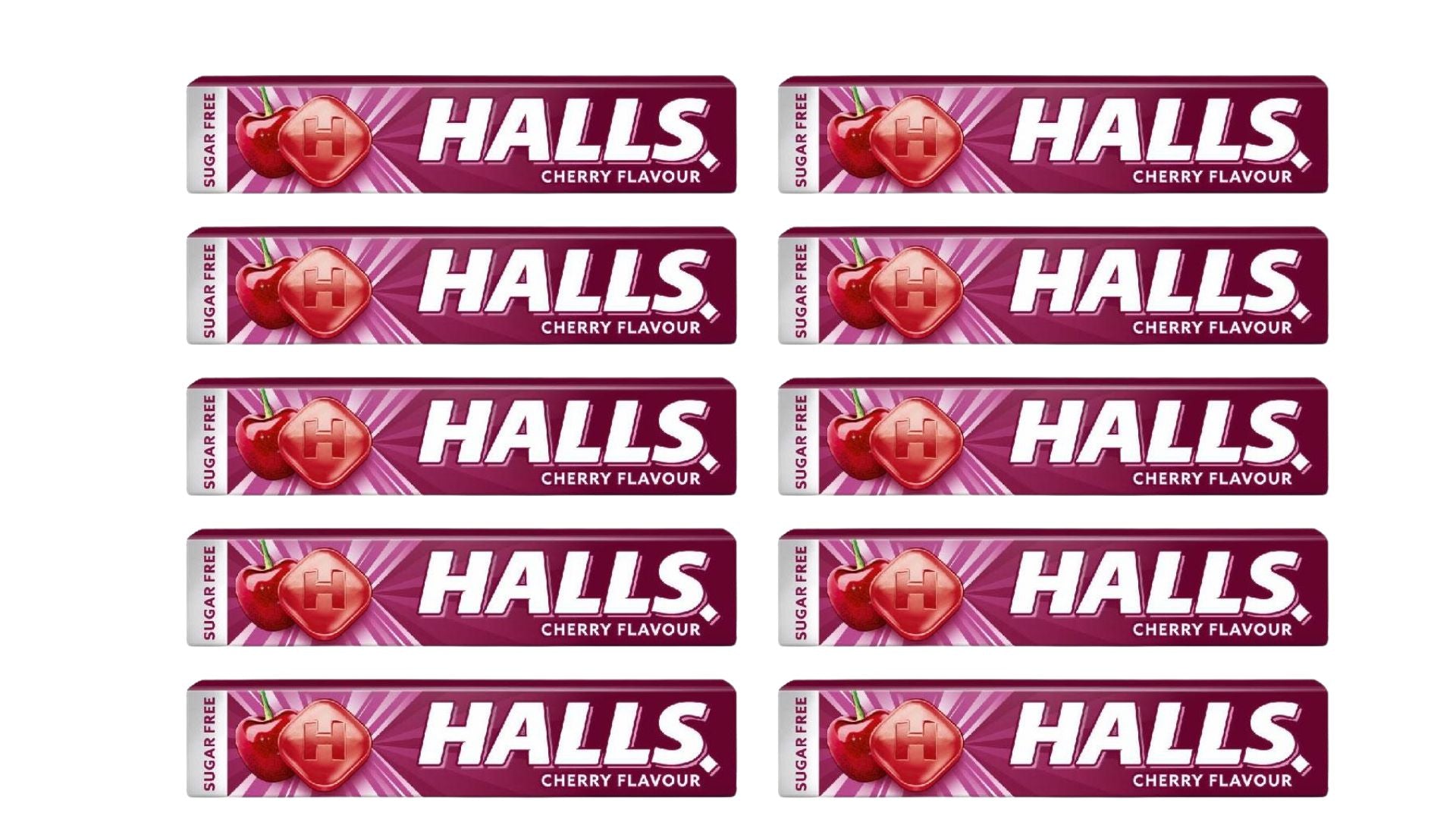Halls Cherry Menthol Sugar-Free 32 g – Pack of 5 or 10
